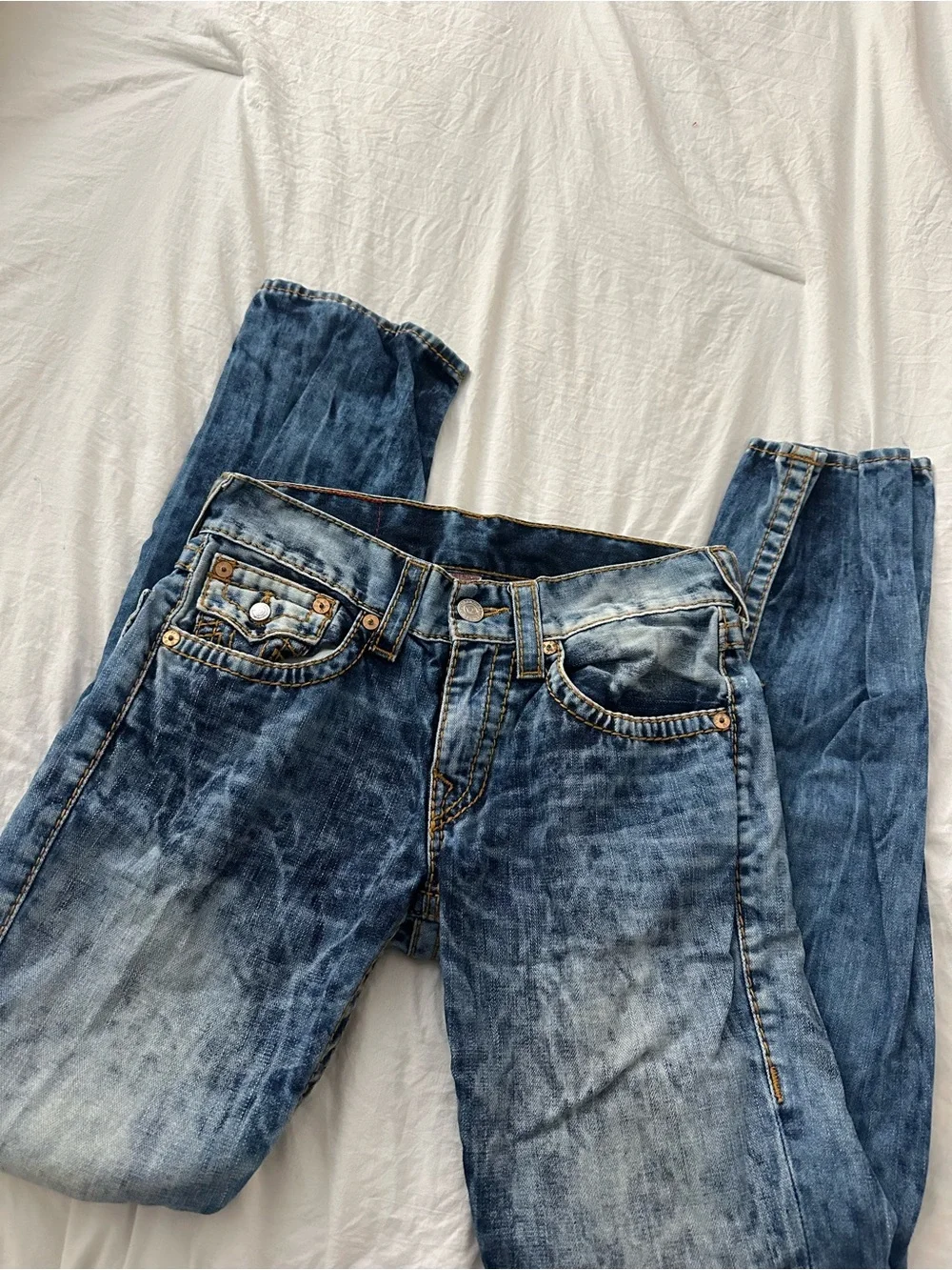 True Religion Men’s Light Blue Washed Slim Straight Jeans